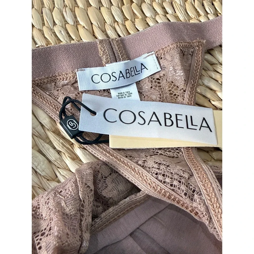 Cosabella Never Say Never Lace Italian Thong Men's Nude Blush Underwear NWT‎ L